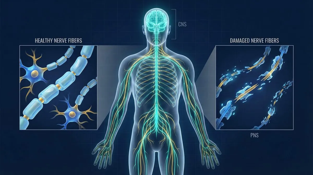 Illustration of brain neural pathways showing healthy connections